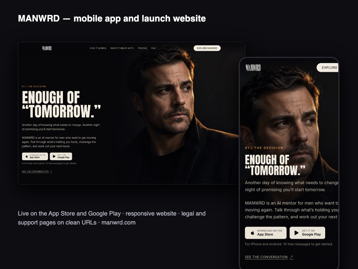 MANWRD: AI Mentor App and Launch Website — Consumer Technology